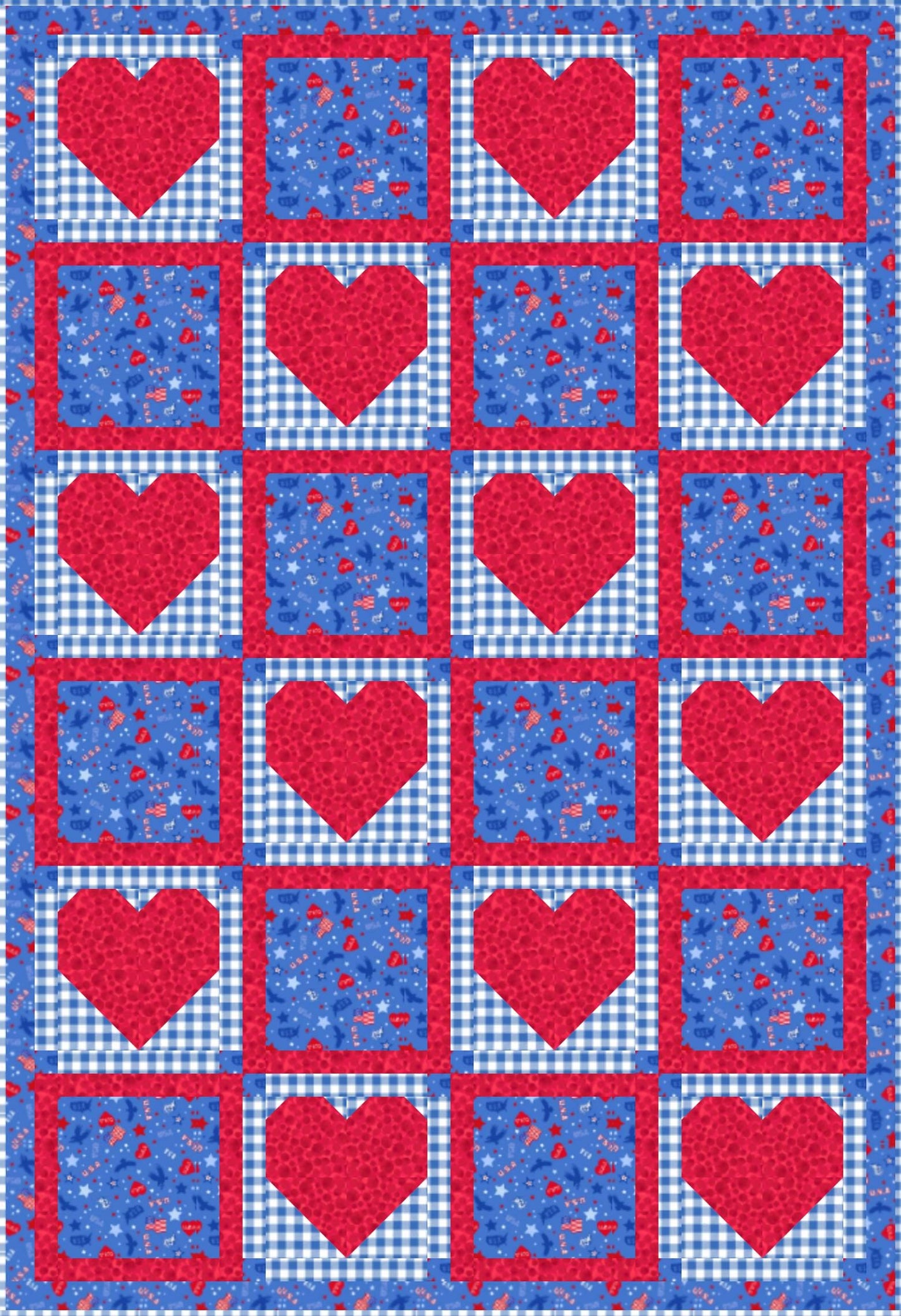 LIMITED EDITION!! Fabric Cafe Amore Quilt Kit Featuring Lewis & Irene Americana Fabric Collection Finished Size: 39"x57"