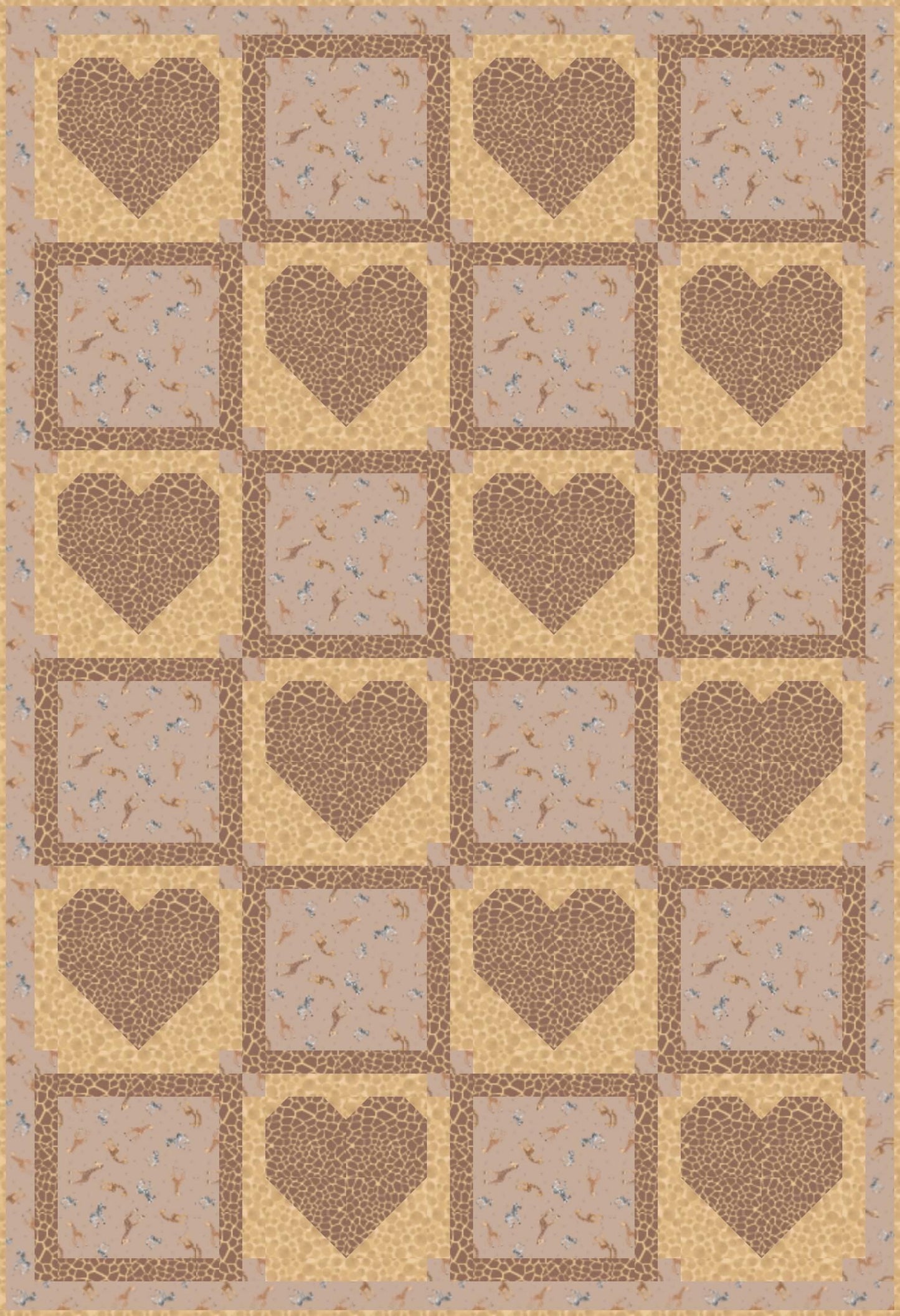 LIMITED EDITION!! Fabric Cafe Amore Quilt Kit Featuring Lewis & Irene Small Things Wild Animals Fabric Collection Finished Size: 39"x57"