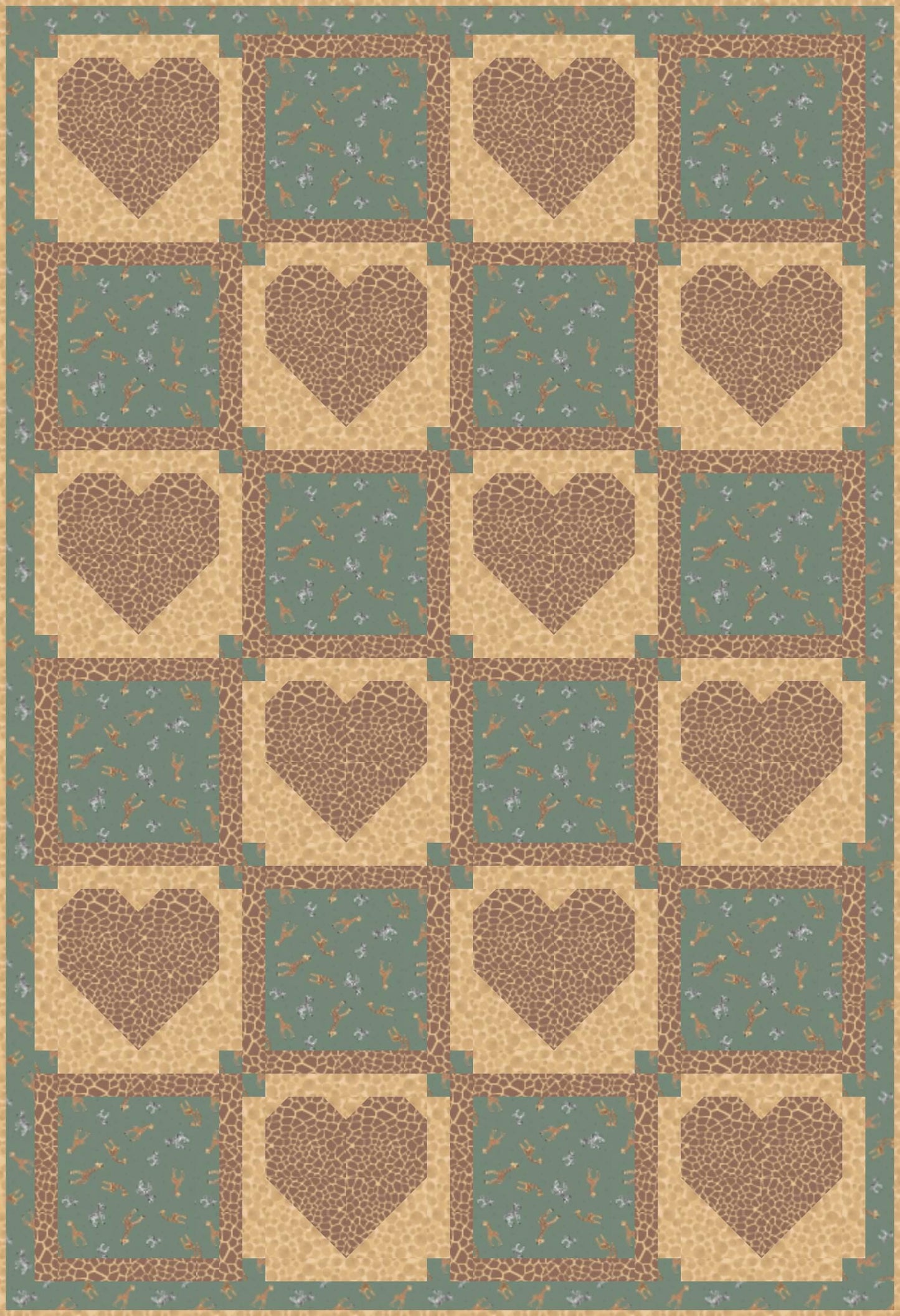 LIMITED EDITION!! Fabric Cafe Amore Quilt Kit Featuring Lewis & Irene Small Things Wild Animals Fabric Collection Finished Size: 39"x57"