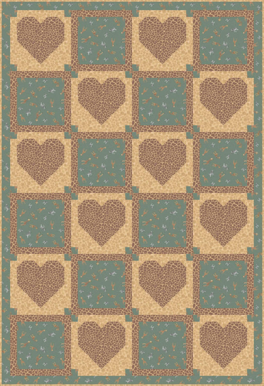 LIMITED EDITION!! Fabric Cafe Amore Quilt Kit Featuring Lewis & Irene Small Things Wild Animals Fabric Collection Finished Size: 39"x57"