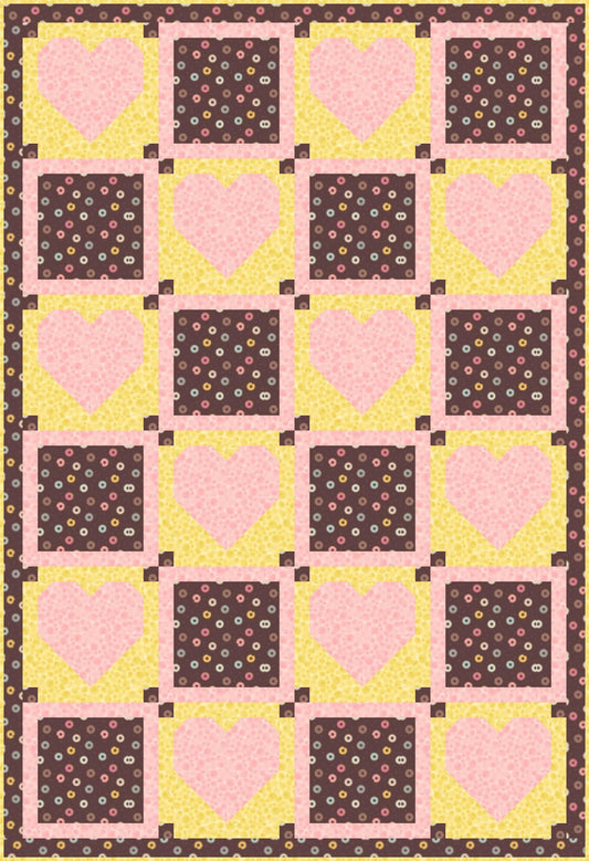 LIMITED EDITION!! Fabric Cafe Amore Quilt Kit Featuring Lewis & Irene Small Things Sweet Fabric Collection Finished Size: 39"x57"