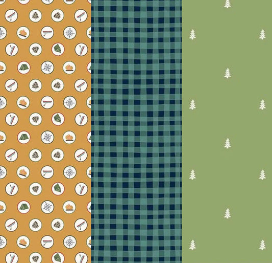 LIMITED EDITION!! Fabric Cafe Ashford Square Quilt Kit Featuring Riley Blake Love You S'Mores Fabric Collection Finished Size: 42.5"x60.5"