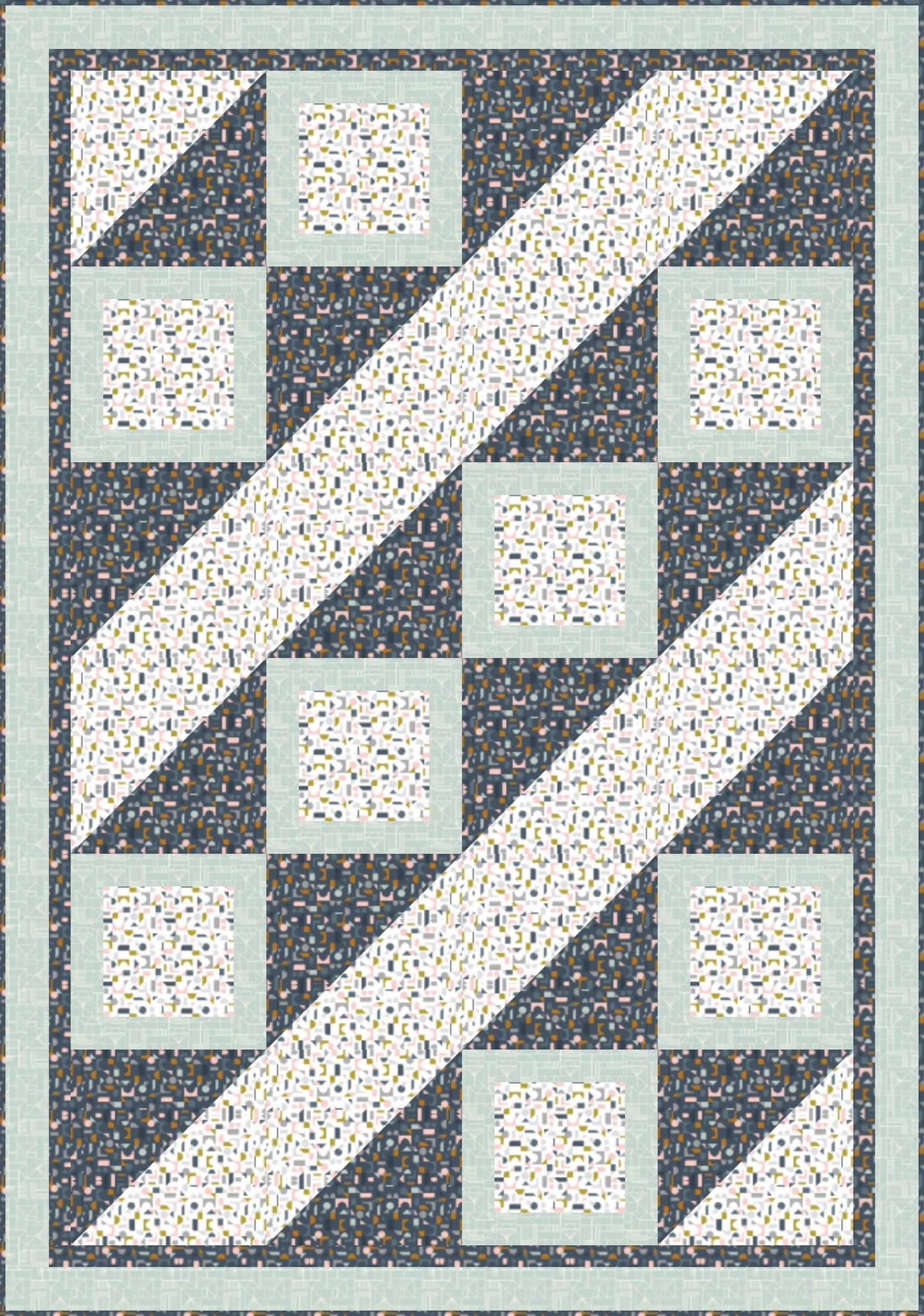 LIMITED EDITION Fabric Cafe Ashford Square Quilt Kit Featuring Lewis & Irene Forme Fabric Collection Finished Size: 42.5"x60.5"