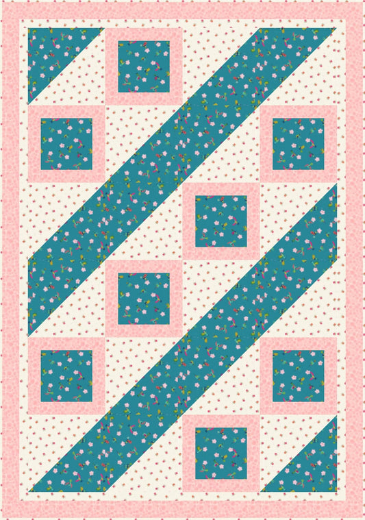 LIMITED EDITION Fabric Cafe Ashford Square Quilt Kit Featuring Lewis & Irene Hibiscus Hummingbird Fabrics Finished Size: 42.5"x60.5"