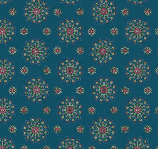 Riley Blake Heather Peterson Market Street Fabric Collection Medallions on Navy Premium 100% Quilt Shop Quality Cotton Fabric