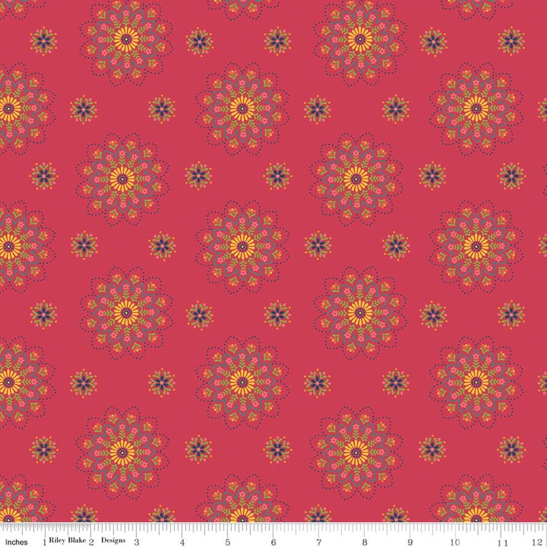 Riley Blake Heather Peterson Market Street Fabric Collection Medallions on Berry Premium 100% Quilt Shop Quality Cotton Fabric