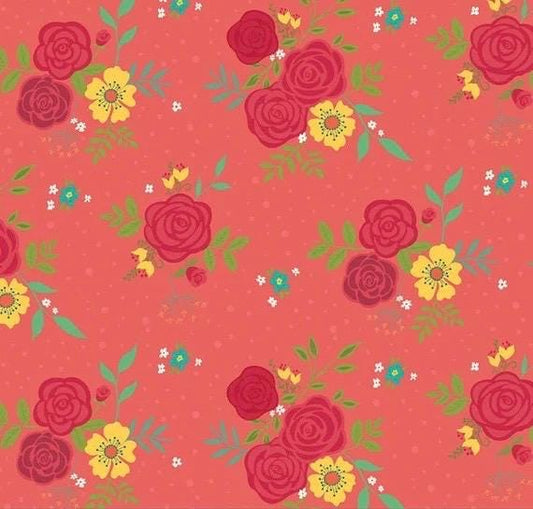 Riley Blake Heather Peterson Market Street Fabric Collection Main Print Large Floral on Tea Rose Premium 100% Cotton Fabrics