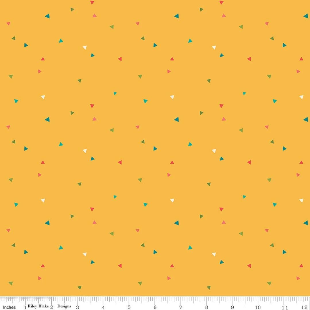Riley Blake Heather Peterson Market Street Fabric Collection Triangles on Yellow Premium 100% Quilt Shop Quality Cotton Fabrics