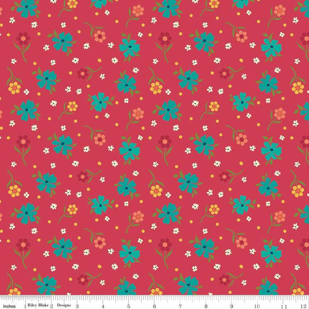 Riley Blake Heather Peterson Market Street Fabric Collection Flowers on Berry Premium 100% Quilt Shop Quality Cotton Fabrics