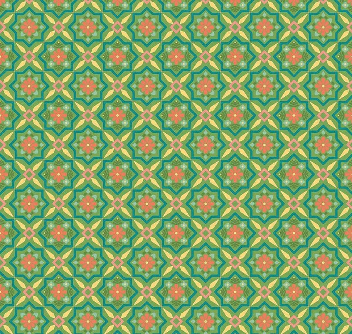 Riley Blake Heather Peterson Market Street Fabric Collection Flowers on Green Premium 100% Quilt Shop Quality Cotton Fabrics