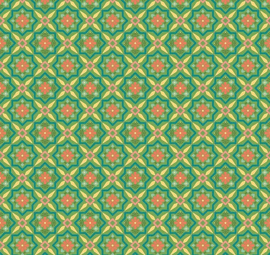 Riley Blake Heather Peterson Market Street Fabric Collection Flowers on Green Premium 100% Quilt Shop Quality Cotton Fabrics