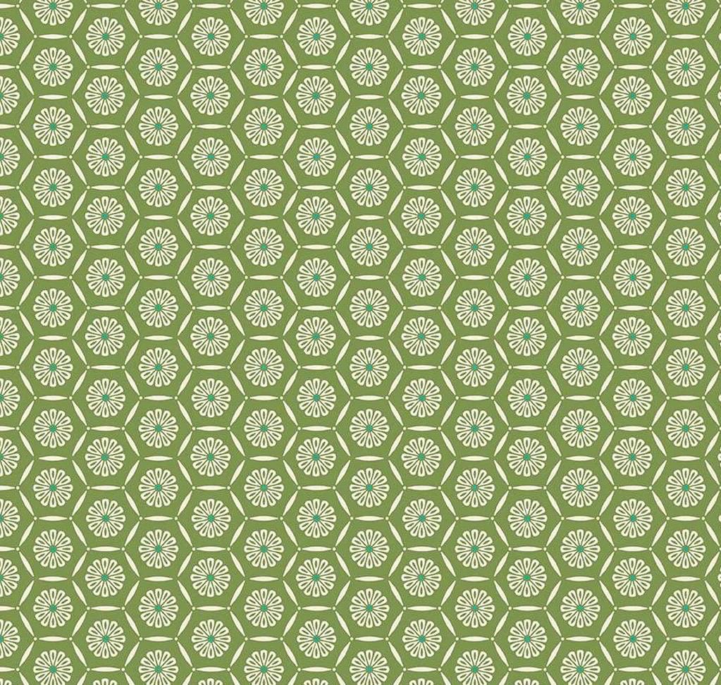 Riley Blake Heather Peterson Market Street Fabric Collection Hexagons on Green Premium 100% Quilt Shop Quality Cotton Fabrics