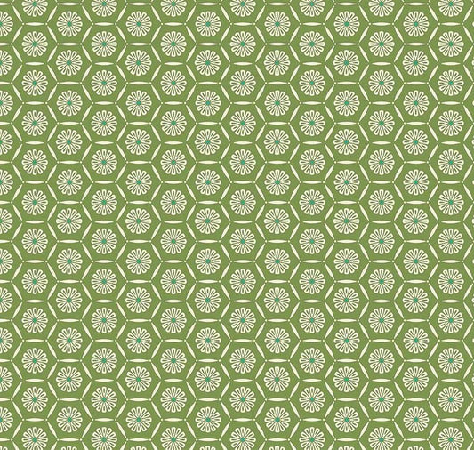 Riley Blake Heather Peterson Market Street Fabric Collection Hexagons on Green Premium 100% Quilt Shop Quality Cotton Fabrics