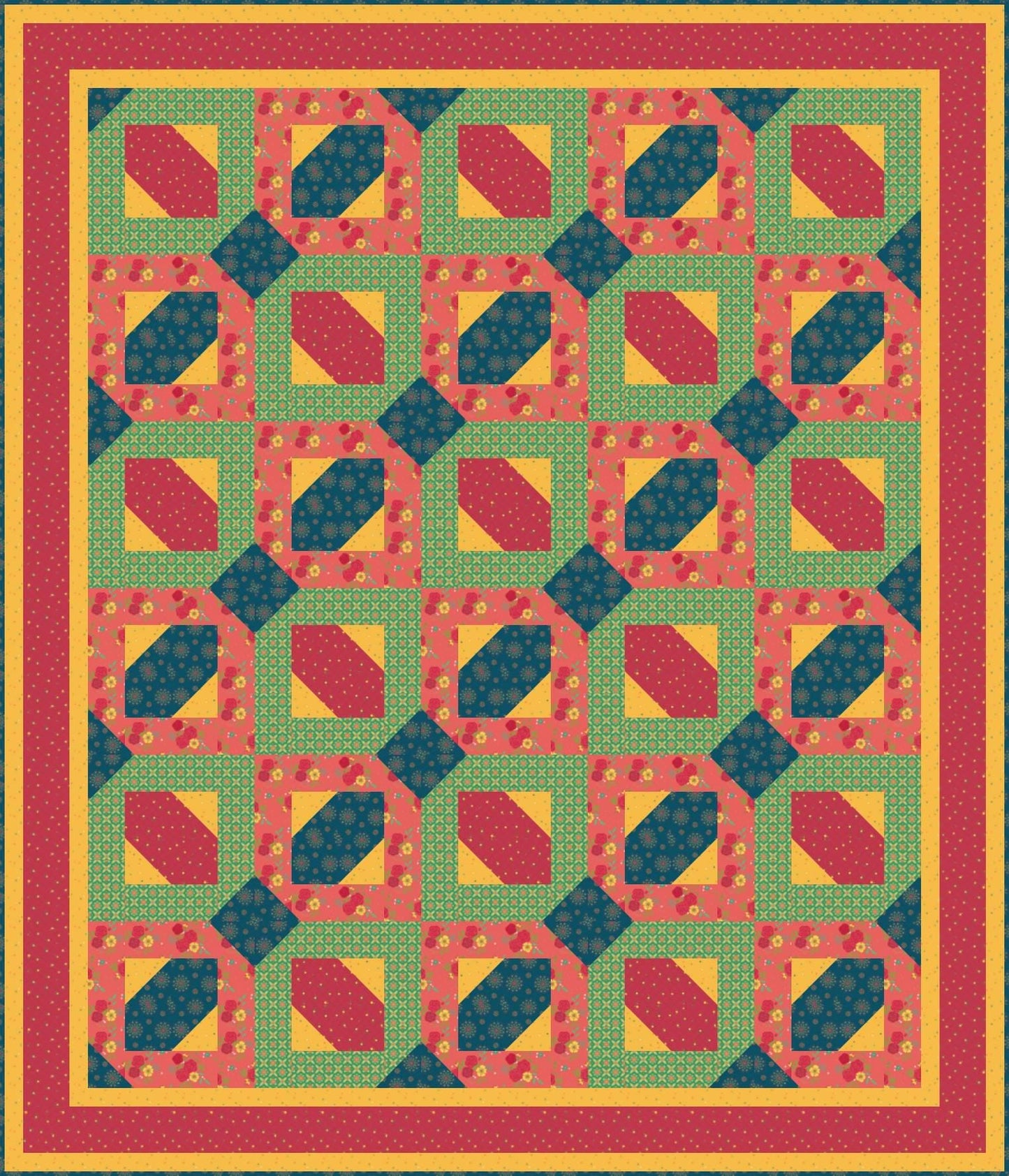 LIMITED EDITION!! Fabric Cafe Passage Quilt Kit Featuring Riley Blake Market Street Fabric Collection Finished Size: 54”x63"