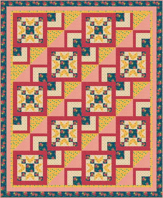 LIMITED EDITION!! Fabric Cafe Galaxy Quilt Kit Featuring Riley Blake Market Street Fabric Collection Finished Size: 57"x69"