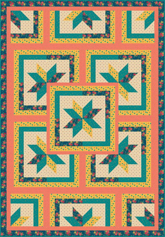 LIMITED EDITION!! Fabric Cafe Zenith Quilt Kit Featuring Riley Blake Market Street Fabric Collection Finished Size: 50"x72"