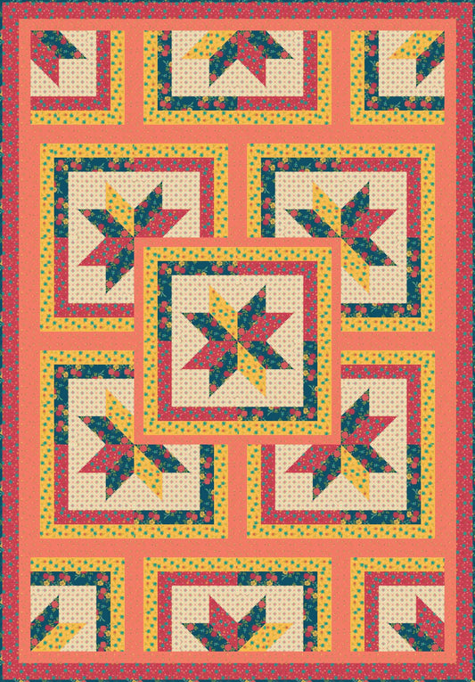 LIMITED EDITION!! Fabric Cafe Zenith Quilt Kit Featuring Riley Blake Market Street Fabric Collection Finished Size: 50"x72"