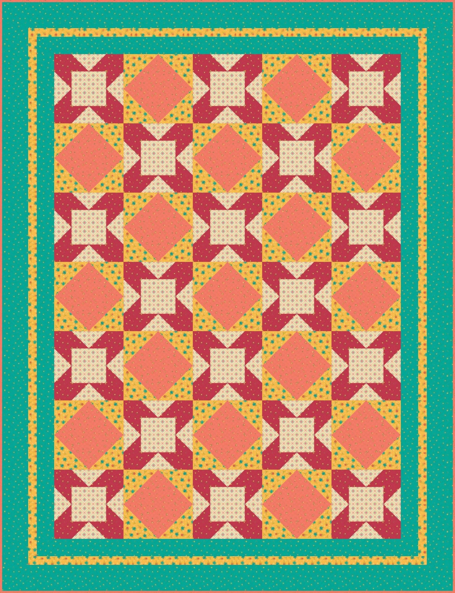 LIMITED EDITION!! Fabric Cafe Eclipse Quilt Kit Featuring Riley Blake Market Street Fabric Collection Finished Size: 52.5"x68.5"