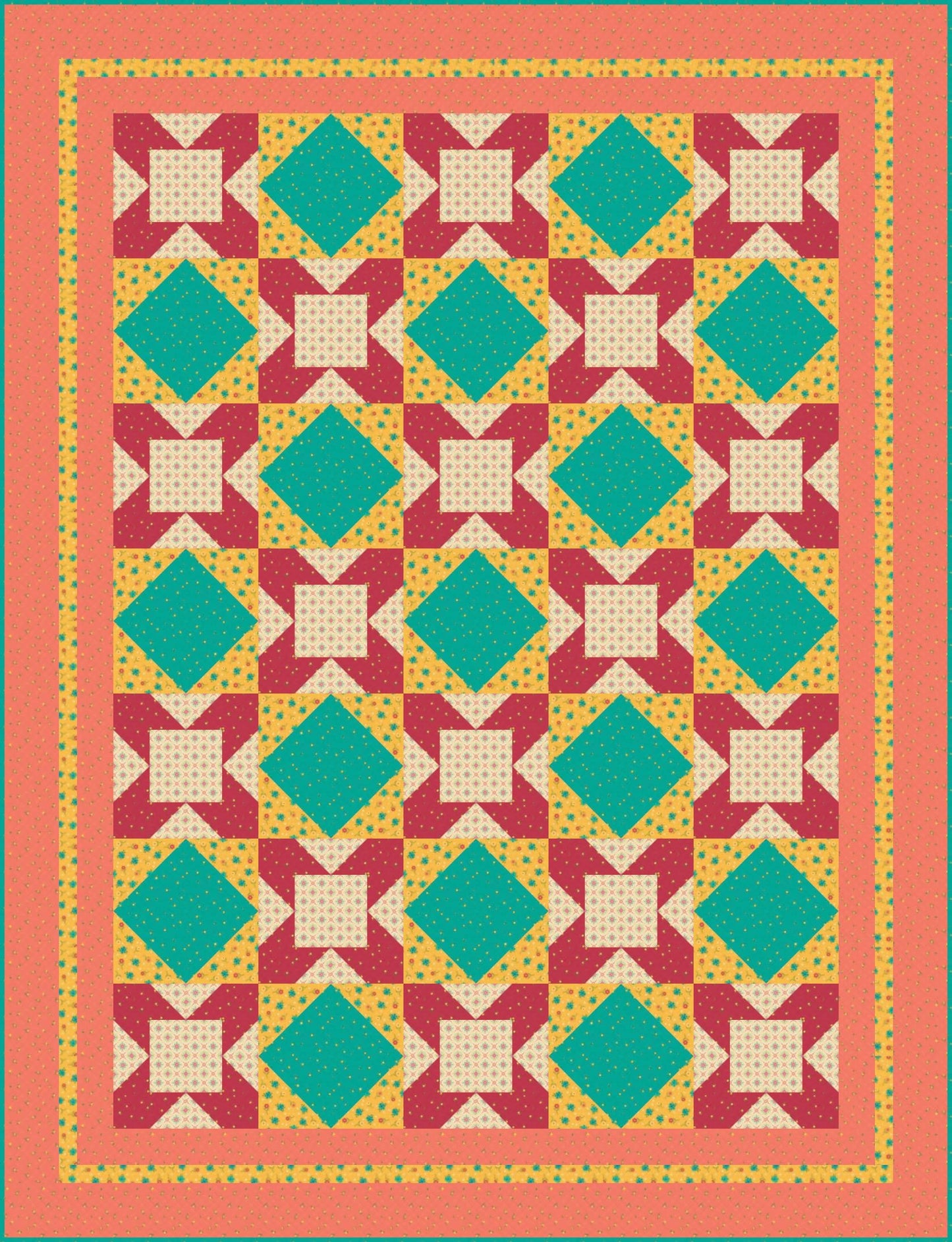 LIMITED EDITION!! Fabric Cafe Eclipse Quilt Kit Featuring Riley Blake Market Street Fabric Collection Finished Size: 52.5"x68.5"