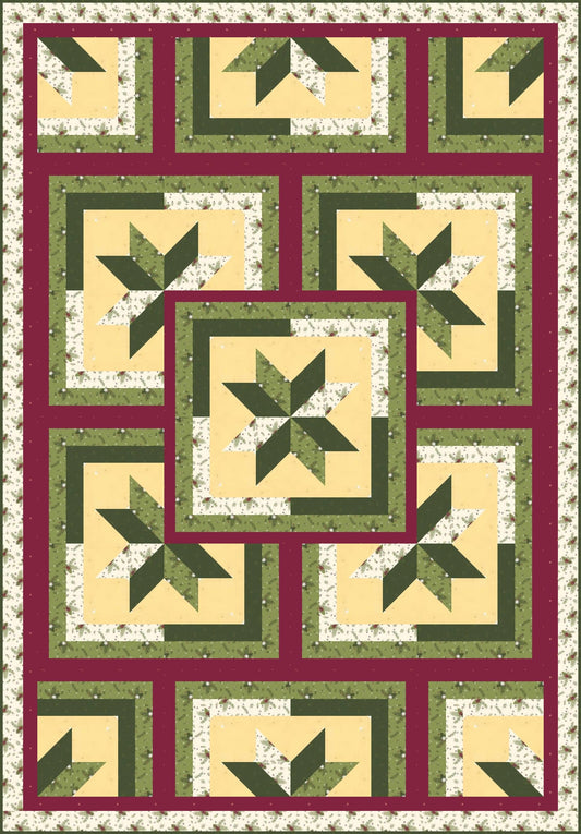 LAST ONE!! Limited Edition Fabric Cafe Zenith Quilt Kit Featuring Riley Blake Silent Night Fabric Collection Finished Size: 50"x72"