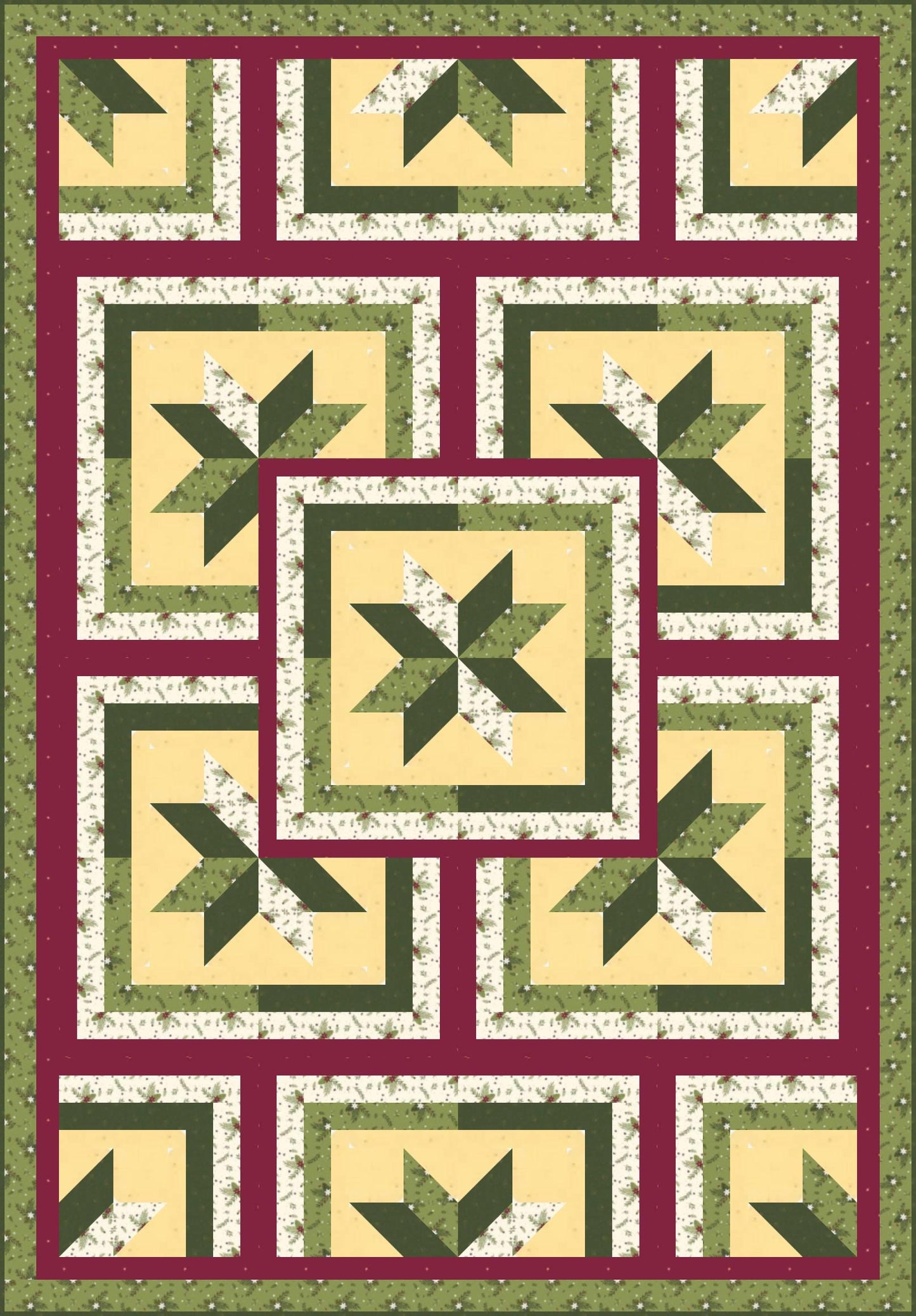 LAST ONE!! Limited Edition Fabric Cafe Zenith Quilt Kit Featuring Riley Blake Silent Night Fabric Collection Finished Size: 50"x72"