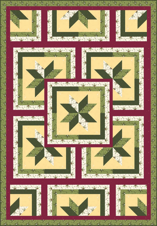 LAST ONE!! Limited Edition Fabric Cafe Zenith Quilt Kit Featuring Riley Blake Silent Night Fabric Collection Finished Size: 50"x72"