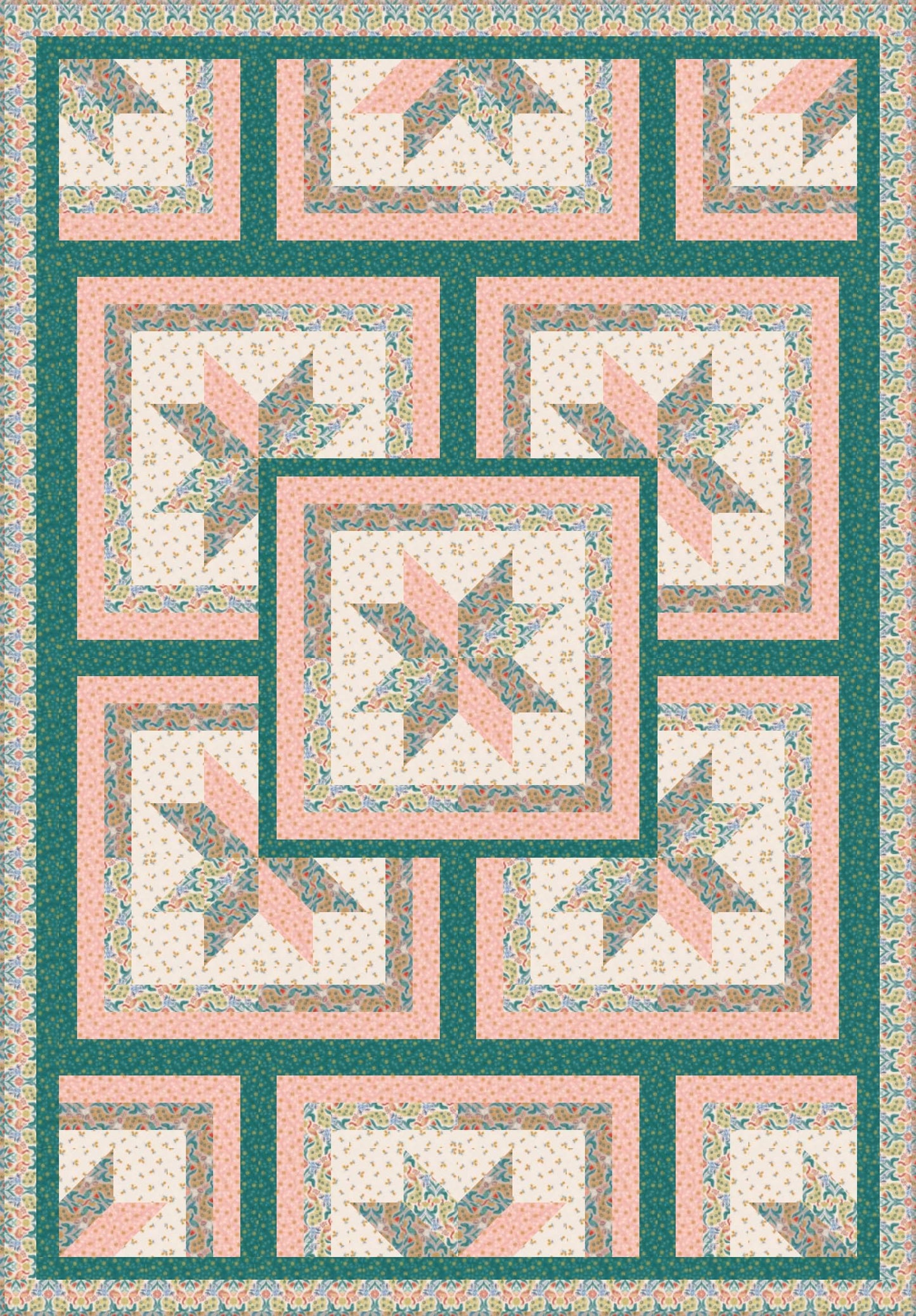 LIMITED EDITION!! Fabric Cafe Zenith Quilt Kit Featuring Lewis & Irene Wintertide Fabric Collection Finished Size: 50"x72"