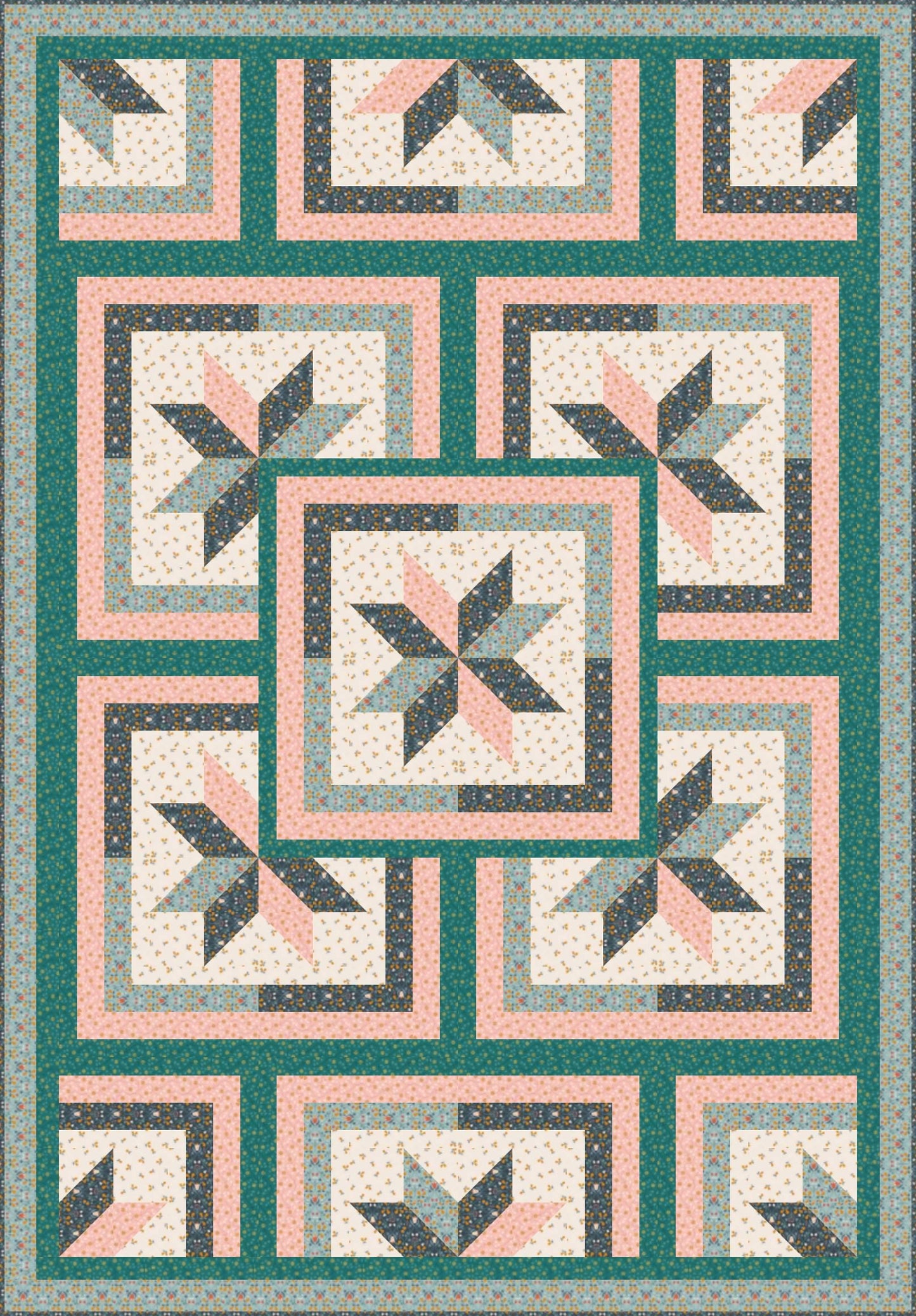 LIMITED EDITION!! Fabric Cafe Zenith Quilt Kit Featuring Lewis & Irene Wintertide Fabric Collection Finished Size: 50"x72"
