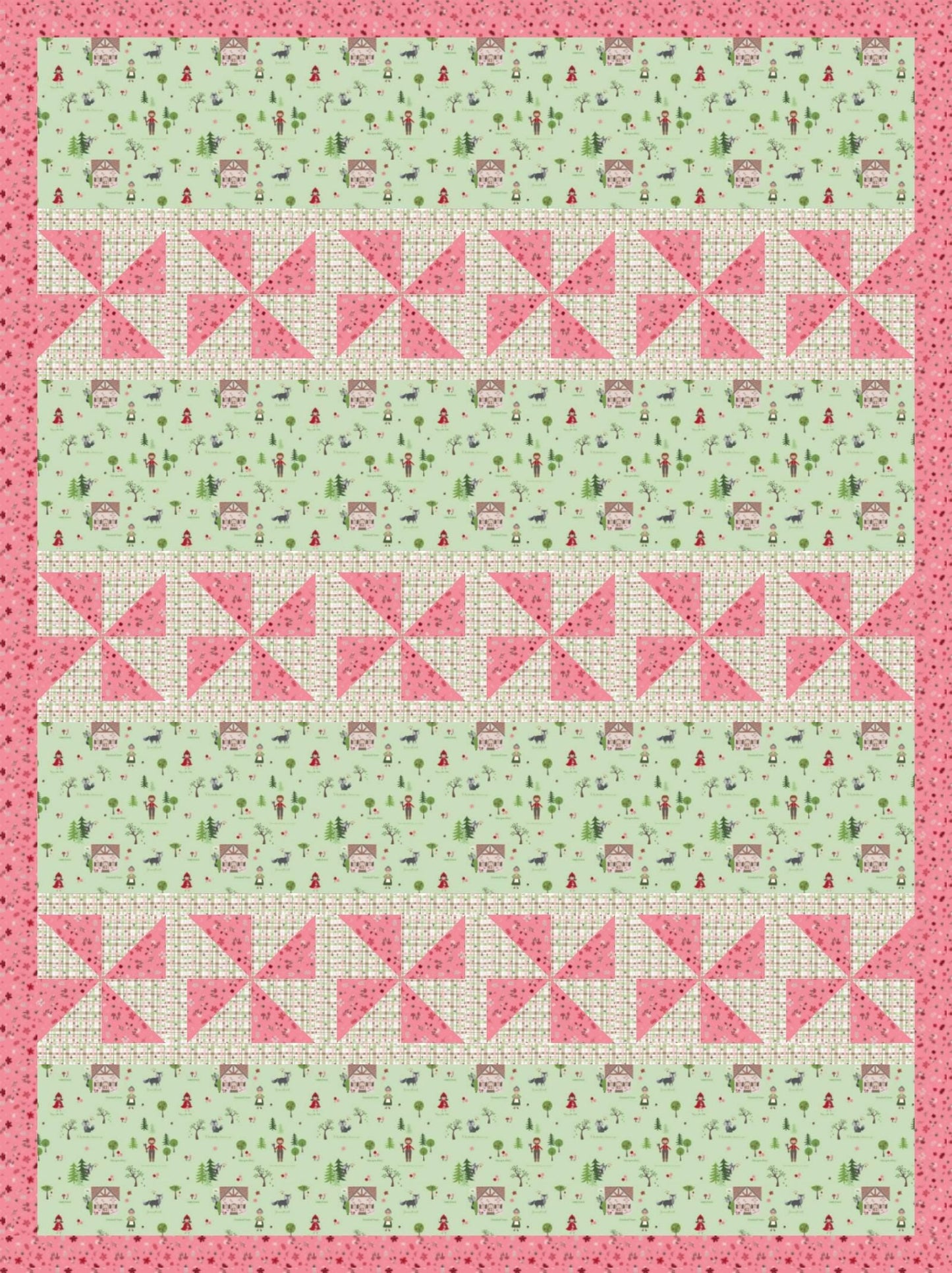 LIMITED EDITION Fabric Cafe Happy Go Lucky Quilt Kit Featuring Riley Blake To Grandmother's House Fabric Collection