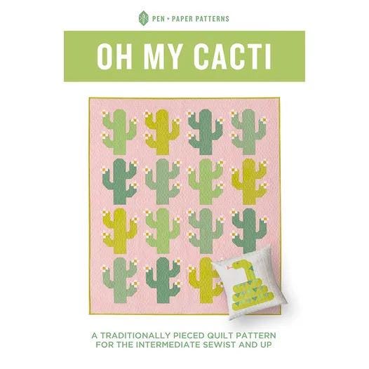 Pen + Paper Patterns Oh My Cacti Quilt Kit Featuring Poppie Cotton Country Confetti Fabric Collection Finished Size: 53.5"x61.5"