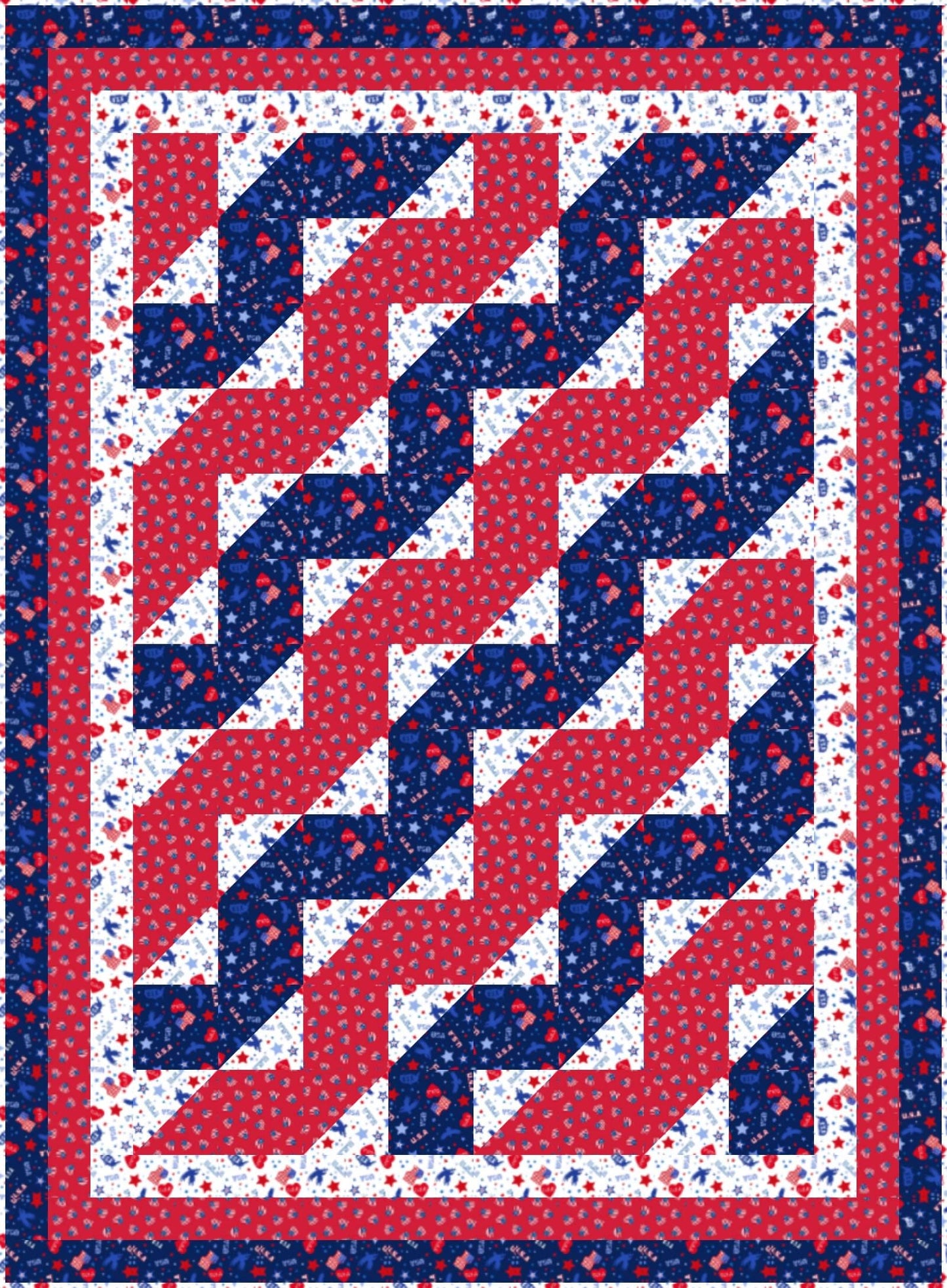 LIMITED EDITION!! Fabric Cafe Waves Quilt Kit Featuring Lewis & Irene Americana Fabric Collection Finished Size: 44.5"x60.5"