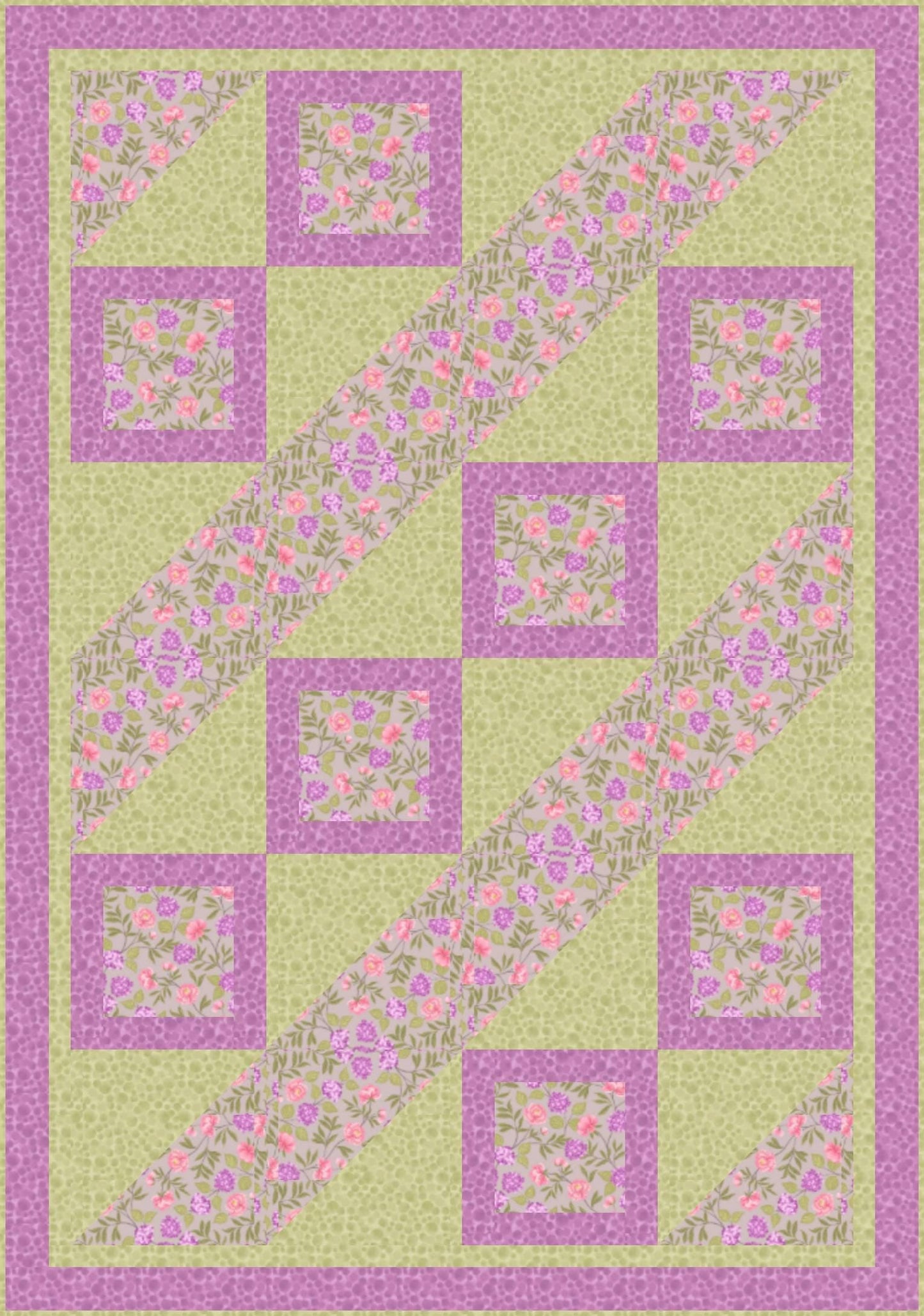 LIMITED EDITION!! Fabric Cafe Ashford Square Quilt Kit Featuring Lewis & Irene Love Blooms Fabric Collection Finished Size: 42.5"x60.5"
