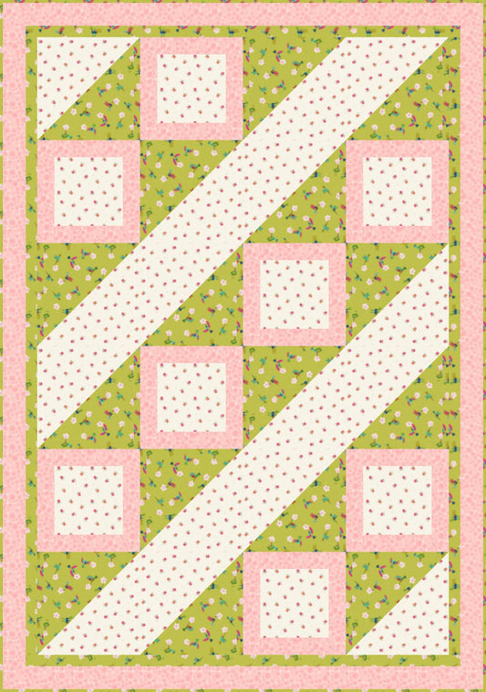 LIMITED EDITION Fabric Cafe Ashford Square Quilt Kit Featuring Lewis & Irene Hibiscus Hummingbird Fabrics Finished Size: 42.5"x60.5"