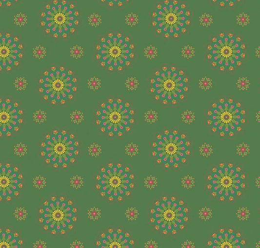 Riley Blake Heather Peterson Market Street Fabric Collection Medallions on Green Premium 100% Quilt Shop Quality Cotton Fabric