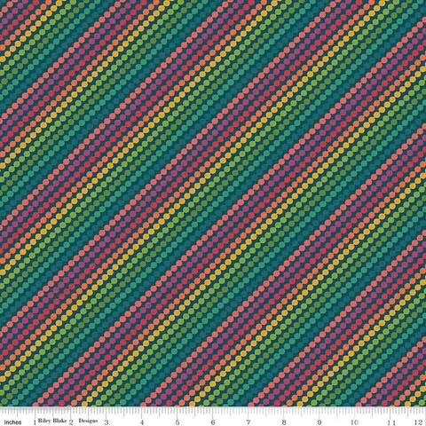 Riley Blake Heather Peterson Market Street Fabric Collection Rainbow Stripes on Navy Premium 100% Quilt Shop Quality Cotton Fabric