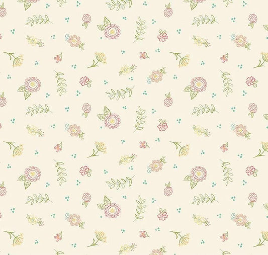Riley Blake Heather Peterson Market Street Fabric Collection Embroidery Flowers on Cream Premium 100% Quilt Shop Quality Cotton Fabric