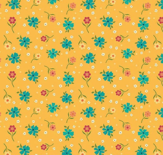 Riley Blake Heather Peterson Market Street Fabric Collection Flowers on Yellow Premium 100% Quilt Shop Quality Cotton Fabrics
