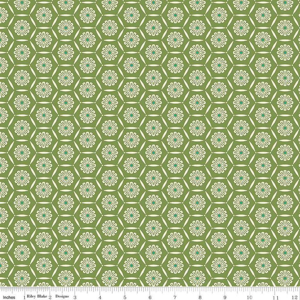 Riley Blake Heather Peterson Market Street Fabric Collection Hexagons on Green Premium 100% Quilt Shop Quality Cotton Fabrics