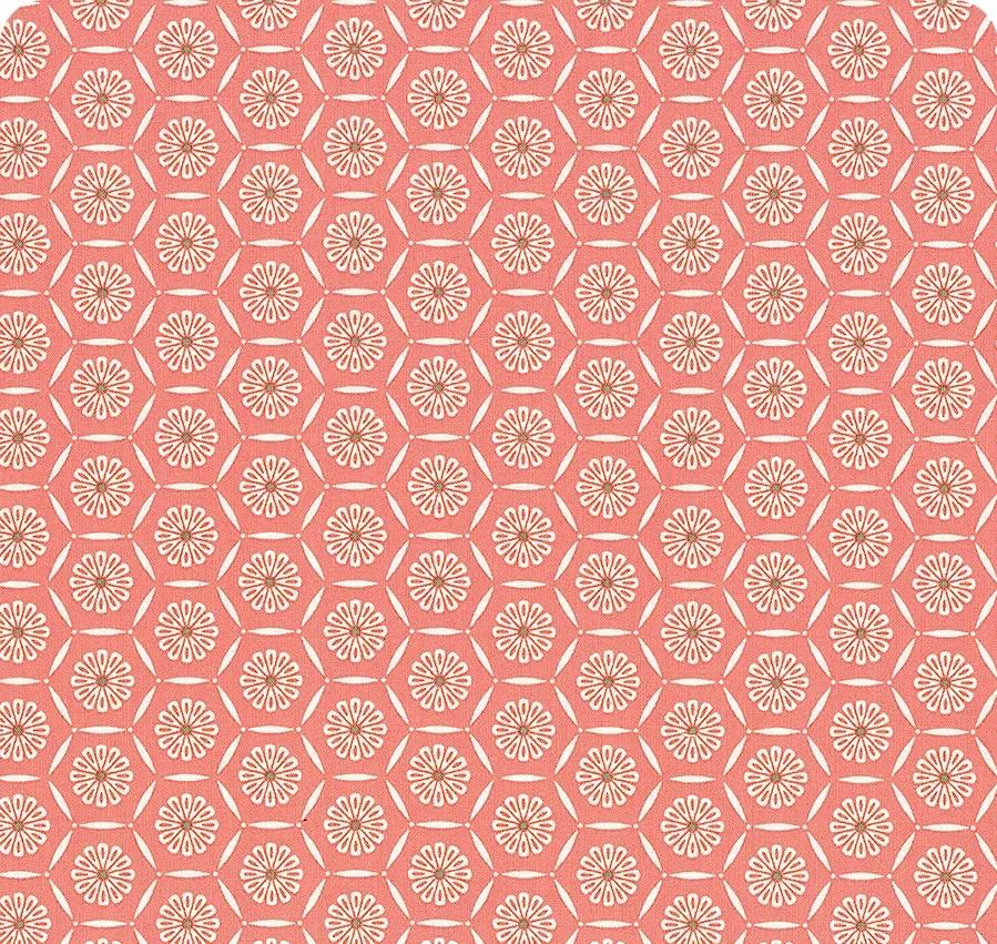 Riley Blake Heather Peterson Market Street Fabric Collection Hexagons on Coral Premium 100% Quilt Shop Quality Cotton Fabrics