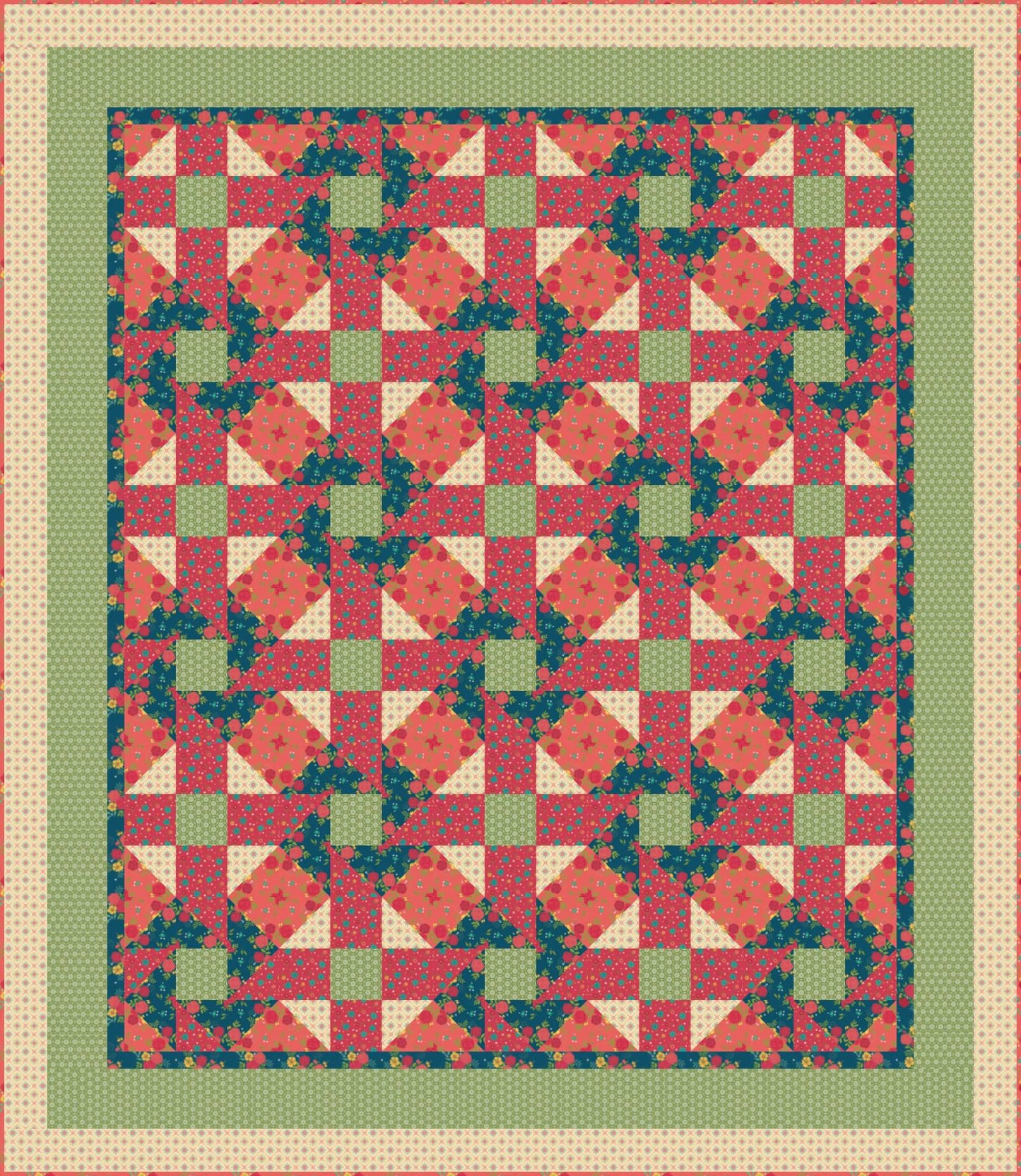 LIMITED EDITION!! Fabric Cafe Twister Quilt Kit Featuring Riley Blake Market Street Fabric Collection Finished Size: 59.5”x68.5"