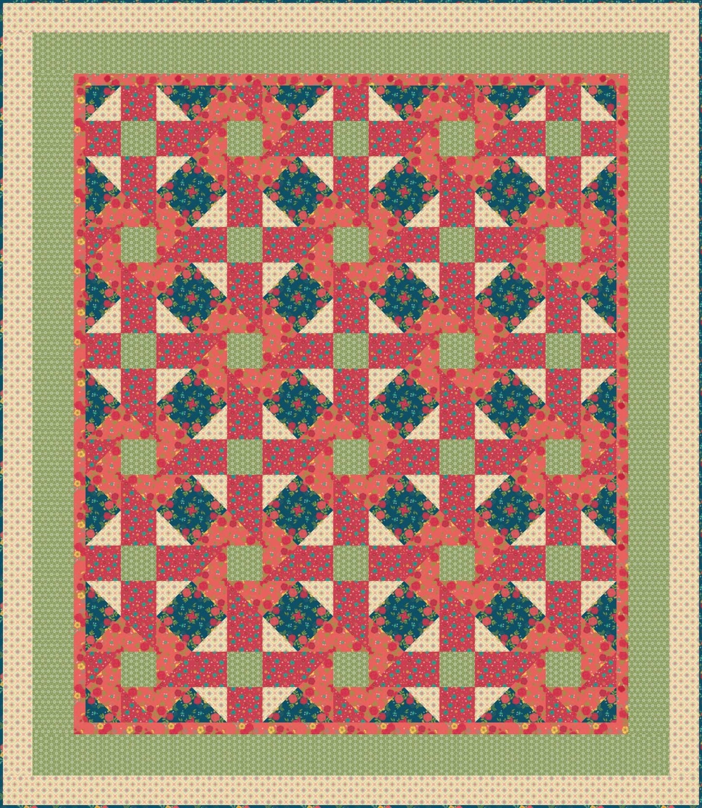 LIMITED EDITION!! Fabric Cafe Twister Quilt Kit Featuring Riley Blake Market Street Fabric Collection Finished Size: 59.5”x68.5"
