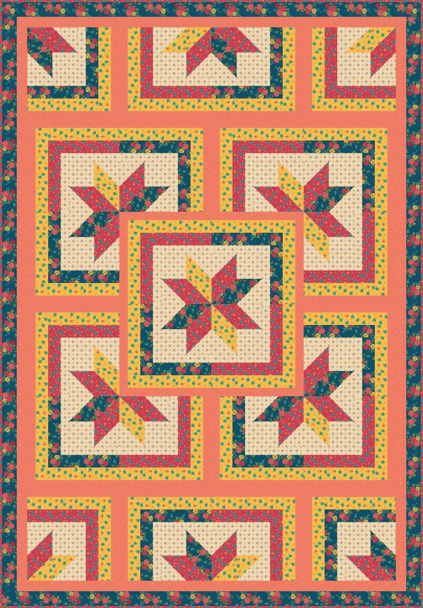 LIMITED EDITION!! Fabric Cafe Zenith Quilt Kit Featuring Riley Blake Market Street Fabric Collection Finished Size: 50"x72"