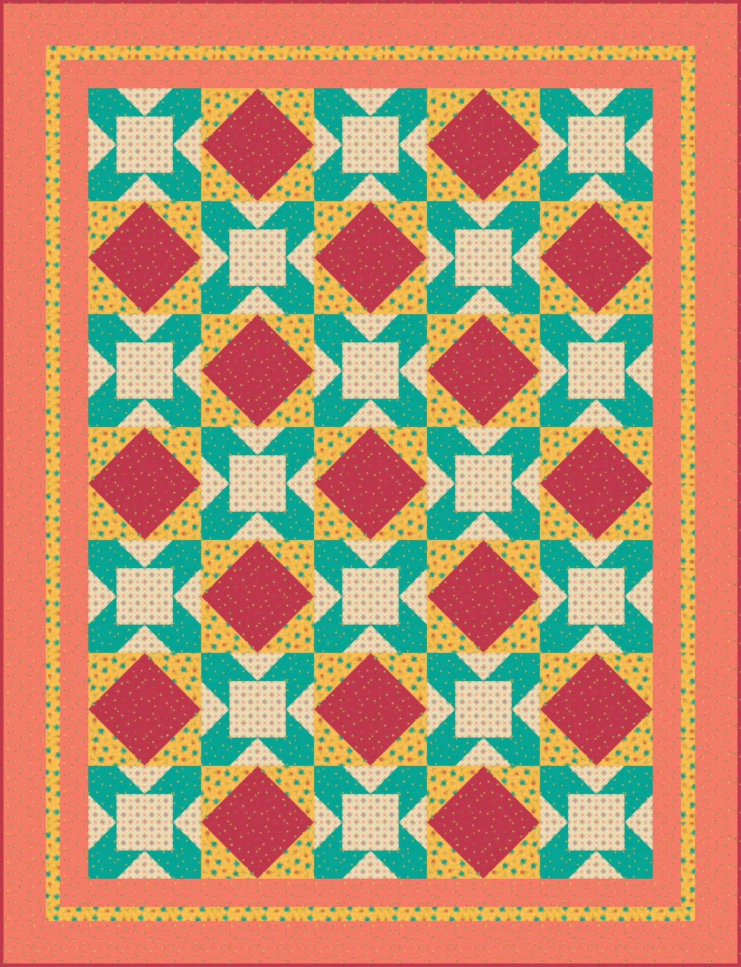 LIMITED EDITION!! Fabric Cafe Eclipse Quilt Kit Featuring Riley Blake Market Street Fabric Collection Finished Size: 52.5"x68.5"