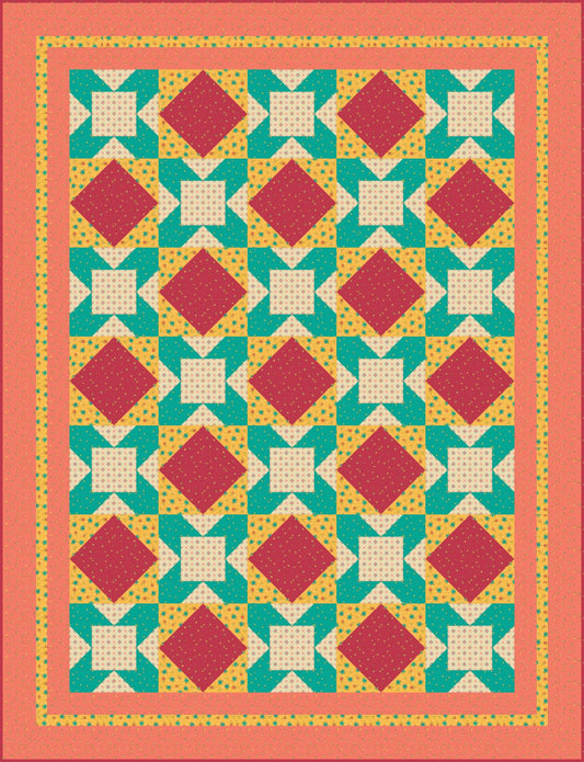 LIMITED EDITION!! Fabric Cafe Eclipse Quilt Kit Featuring Riley Blake Market Street Fabric Collection Finished Size: 52.5"x68.5"