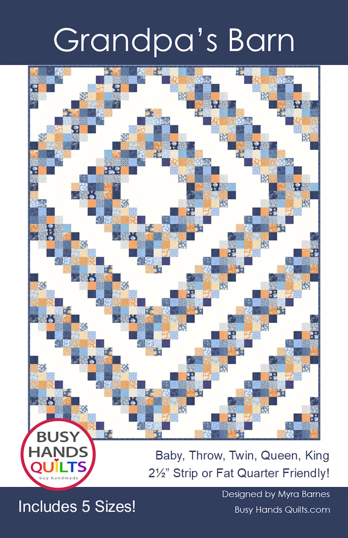 LIMITED EDITION!! Busy Hand's Quilts Grandpa's Barn Quilt Kit Featuring Poppie Cotton Kitty Loves Candy Fabric Collection 50"x70"