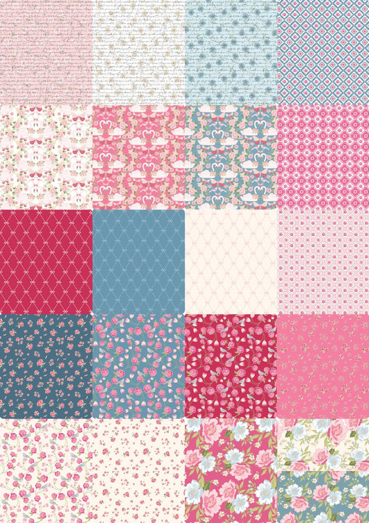 NEW ARRIVAL!! Poppie Cotton Blue Swan Song Quilt Kit Featuring Poppie Cotton Stolen Moments Fabric Collection Finished Size: 58"x58"
