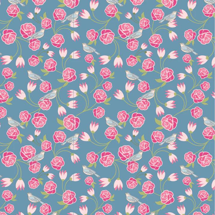 NEW ARRIVAL!! Poppie Cotton Blue Swan Song Quilt Kit Featuring Poppie Cotton Stolen Moments Fabric Collection Finished Size: 58"x58"