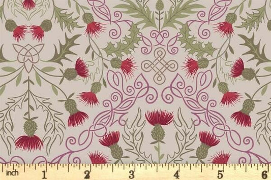 LAST BOLT!! ewis & Irene Loch Lewis Flannel Fabric Collection Red Thistle on Natural Premium 100% Cotton Flannel Fabrics