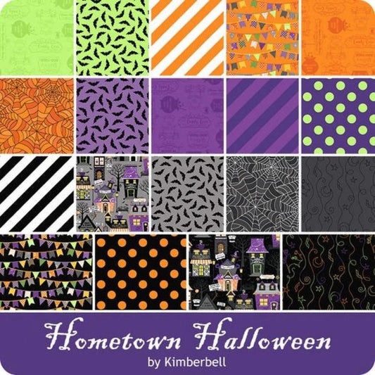 Maywood Studio Kimberbell Hometown Halloween Fabric Collection Spiderwebs on Black MAS9923-K