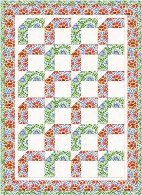 Fabric Cafe Boomerang Quilt Pattern - Uses Only 3 Yards of Fabric Finished Size: 42"x58" #092131-01